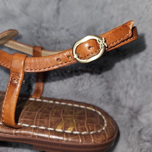 NEW! Sam Edelman Sandals Women's Size 7 Brown Leather Gigi Flats Boho NIB - Picture 7 of 13
